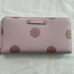 Kate Spade Pink Glitter Polka Dot Neda wallet